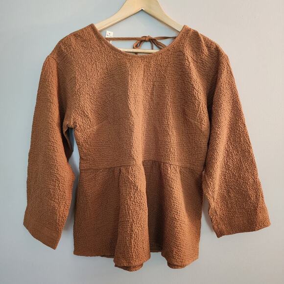 Madewell Peplum Toffee Open Back Top Women's SZ XS - NWT - Picture 3 of 10